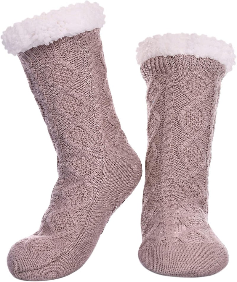 LINEMIN Womens Slipper Socks Winter Warm Fleece Lined Socks Cozy Soft Thick Fuzzy Non Slip Indoor Christmas Socks - Image 1